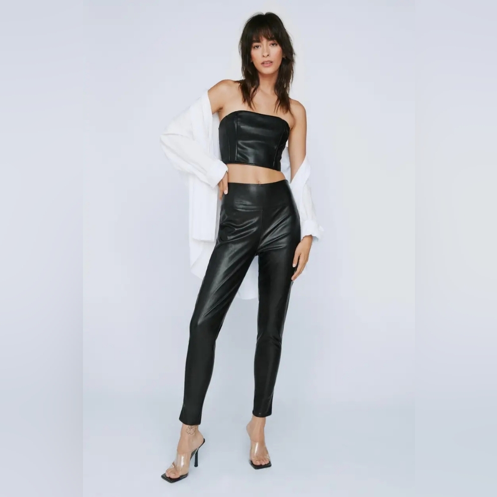 Nasty Gal Black Faux Leather Skinny Pants